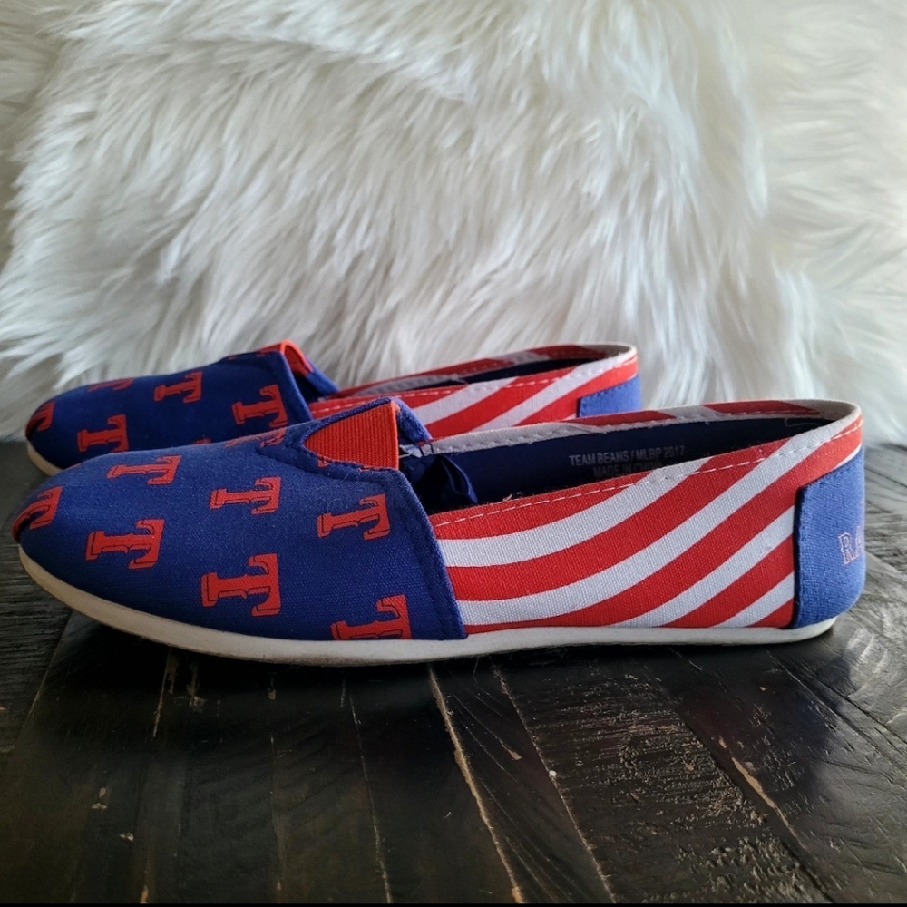 MLB Texas Rangers Womens Slip On Canvas Shoes Size XL